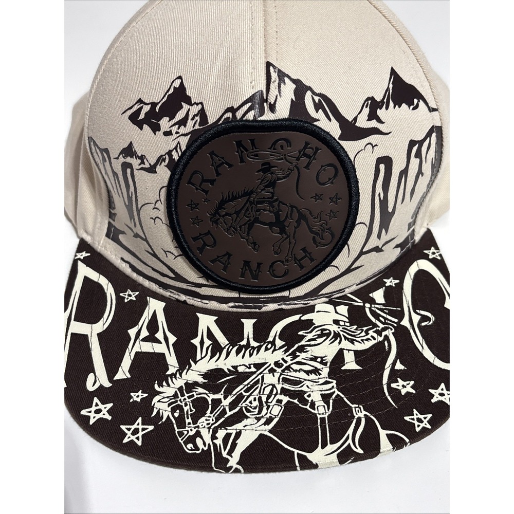 Top Level Rancho‎ Rodeo Cowboy Mens Cream Brown Adjustable Snapback Cap Hat - Picture 3 of 10